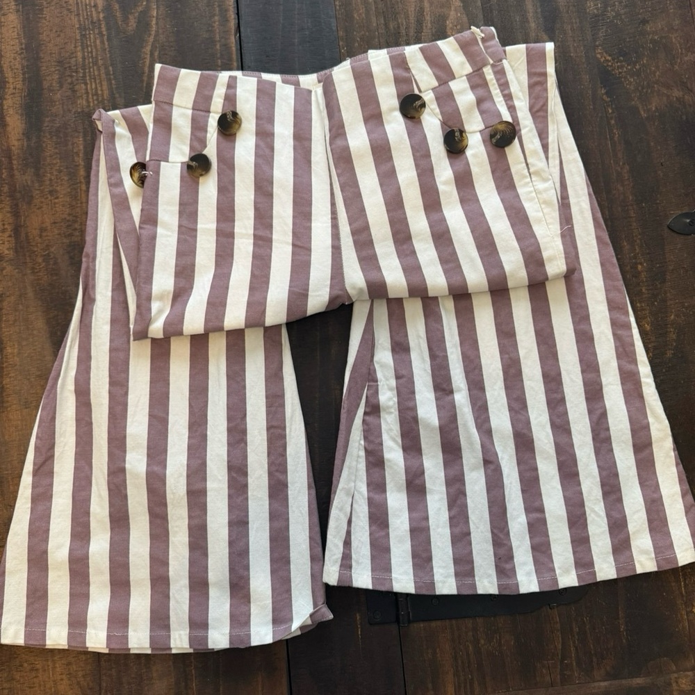 Striped flare Bottoms in Purple and White